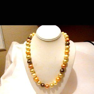 Pearlfection Multicolor Faux South Sea Pearl Necklace 17-1/4"